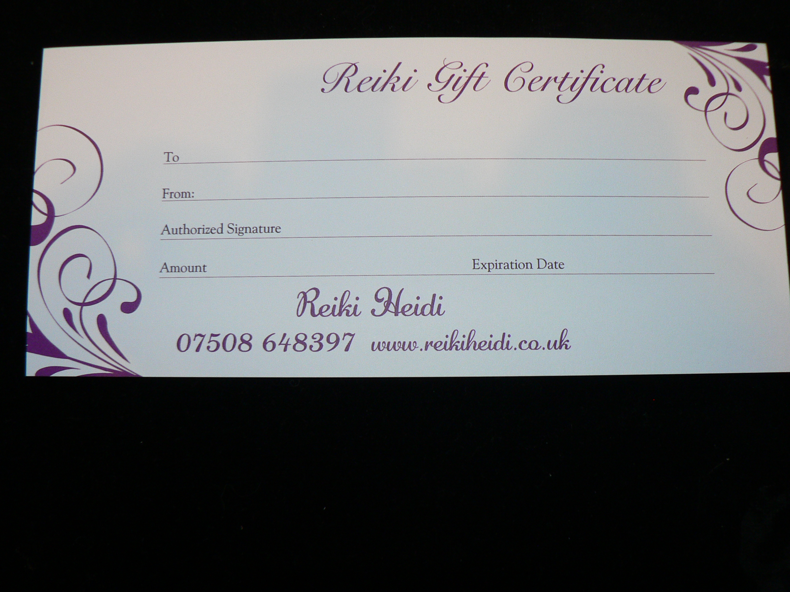 Reiki Heidi Gift Certificate